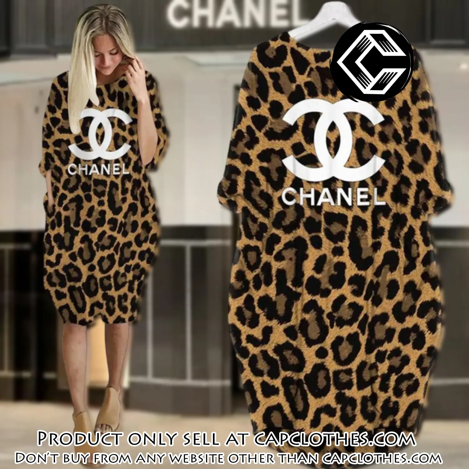 Chanel leopard batwing pocket dress luxury brand for women pd075 cc5715456